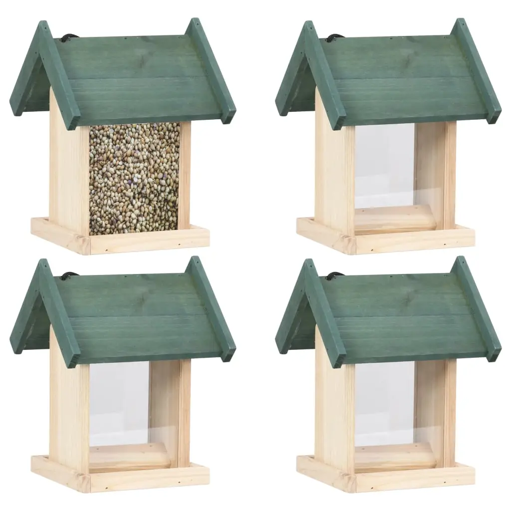 Lot de 4 Mangeoires à oiseaux en bois de sapin à suspendre pour jardin Beige – ComfortXL Pet Living