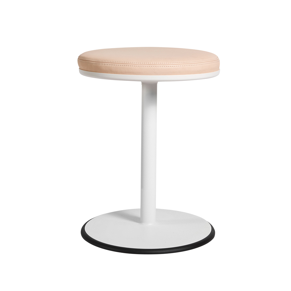 Taburete Orbit.iy{font-size:18px}Blanco, cuero marrón claro