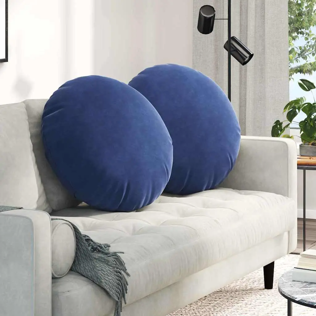 Lot de 2 Grands Coussins de Sol Velours Confort Déhoussable pour Chambre Bleu Police Ø 60 cm – ComfortXL Outdoor Living