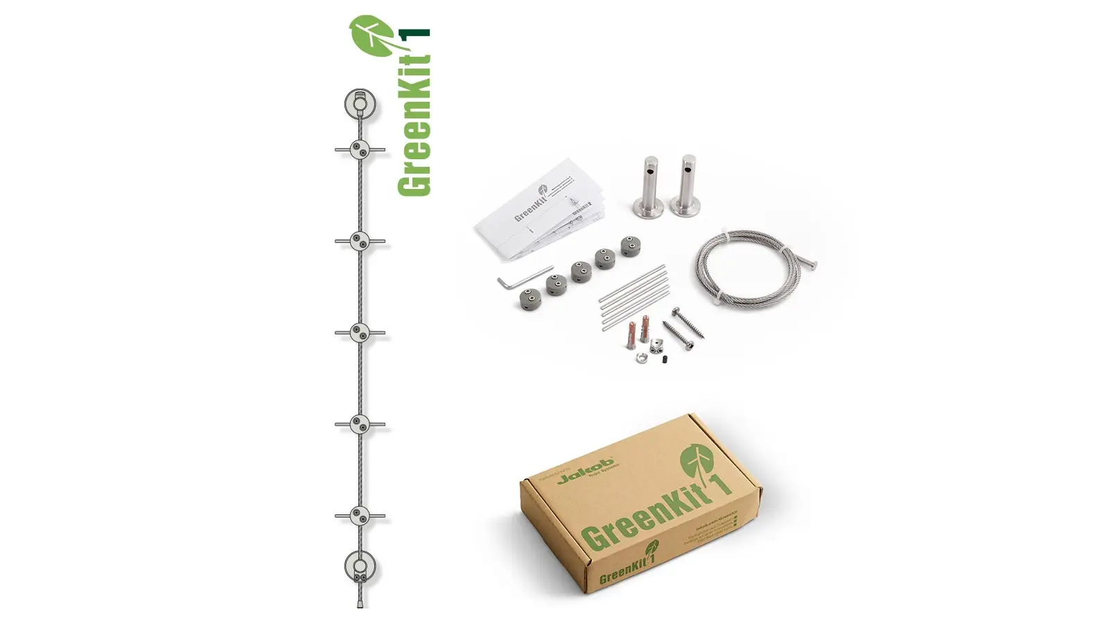 Greenkit 1 Support plantes grimpantes treillis acier inoxydable 100 X 2000mm Jakob Rope Systems