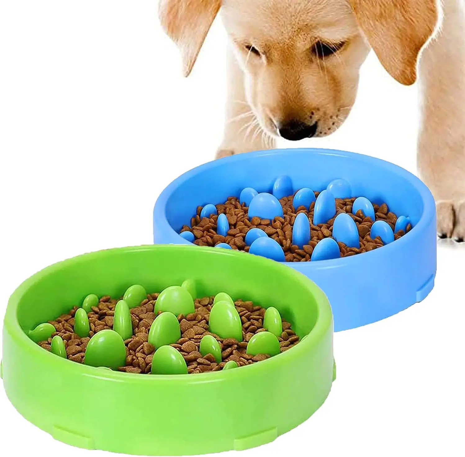 Lot de 2 gamelles interactives pour chien bleu vert Vendos85
