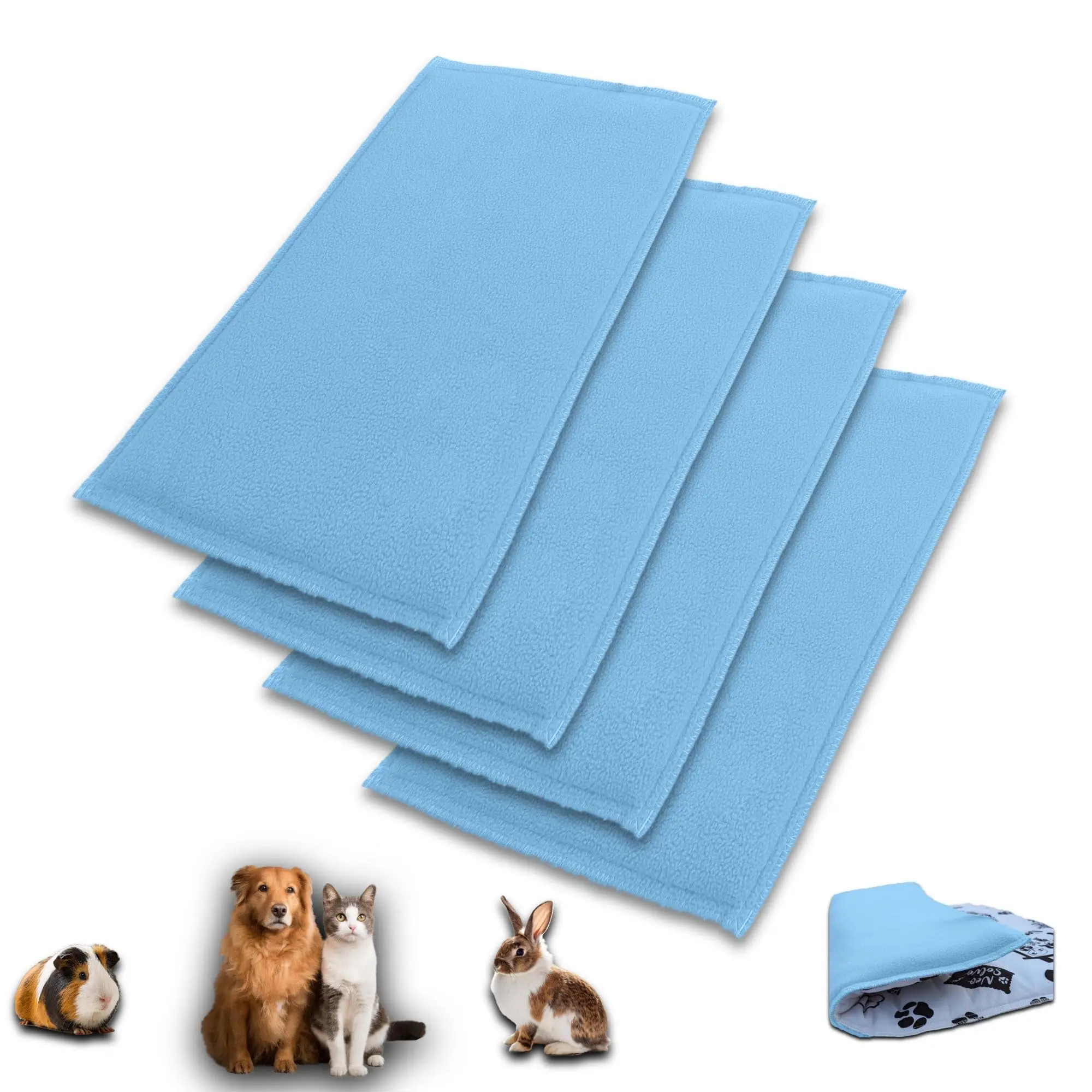 Lot de 4 – Tapis pour Cochon d’inde et Lapin en Polaire 140 x 70 cm – Polaire Absorbant, Lavable en Machine, Economique – Neo Solvo