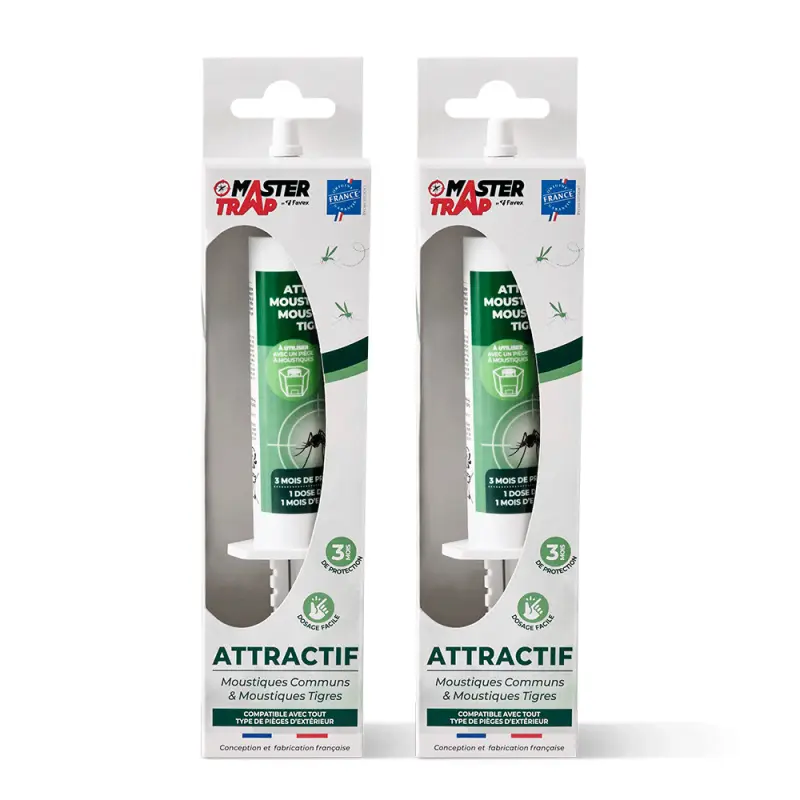 Lot de 2 recharges Anti-moustique Attractants – MASTER TRAP BY FAVEX – Pour pièges extérieurs Master Trap – 6 mois d’action