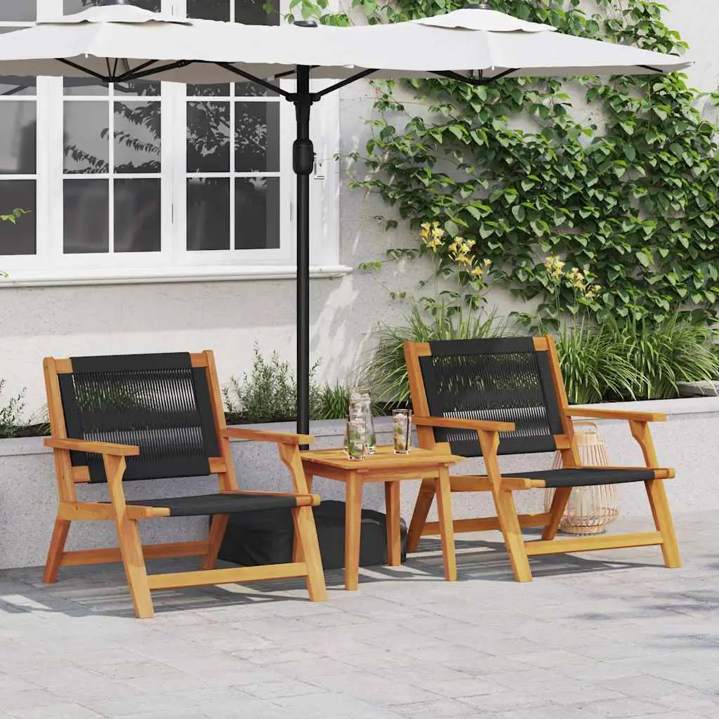 Lot de 2 Fauteuils Relax d’Extérieur Bois d’Acacia Massif Design Moderne pour Jardin Noir – ComfortXL Outdoor Living