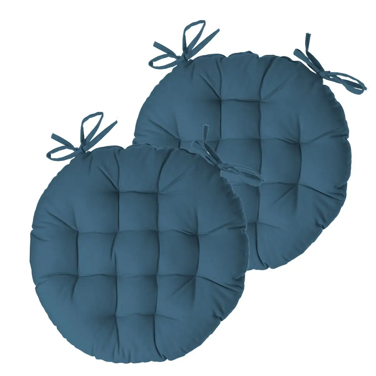 Lot de 2 Galettes de chaise en Coton Bleu canard D 38 cm