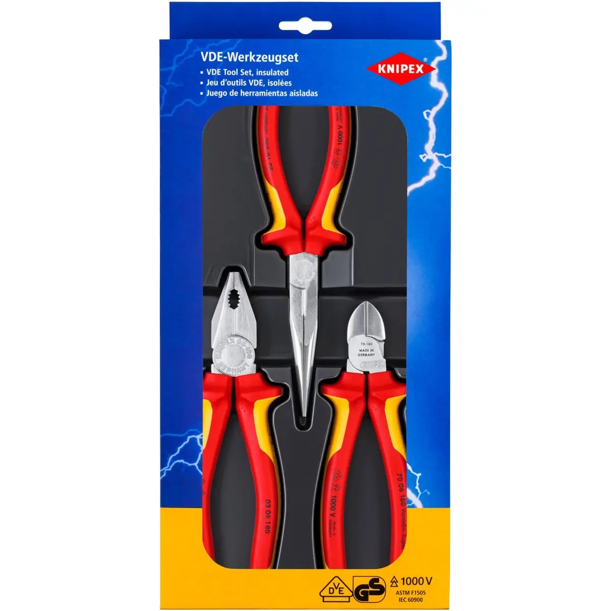 Lot de 3 pinces isolées 1000 V – KNIPEX – 2012