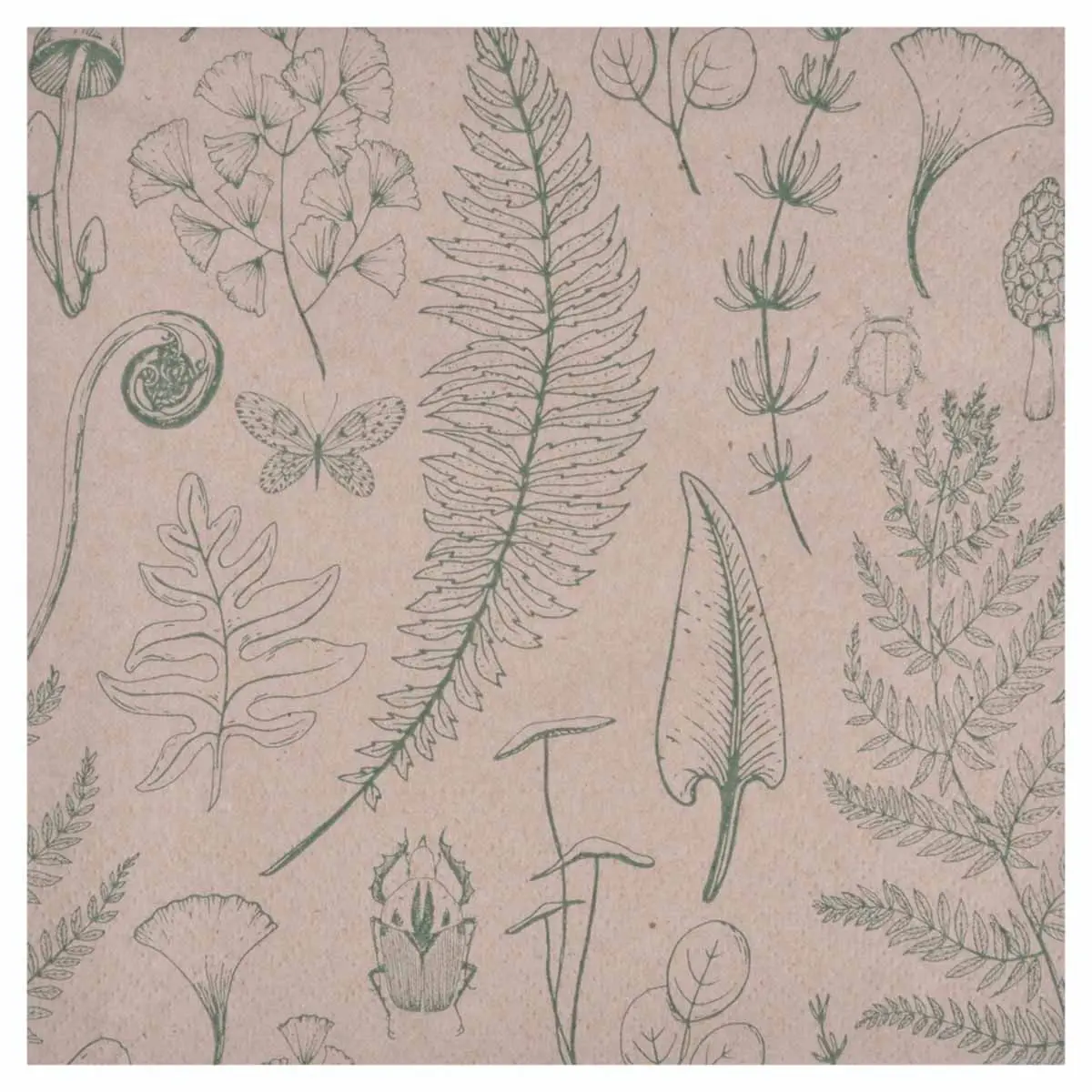 Lot de 20 Serviettes en Papier «Forêt» 33x33cm Naturel