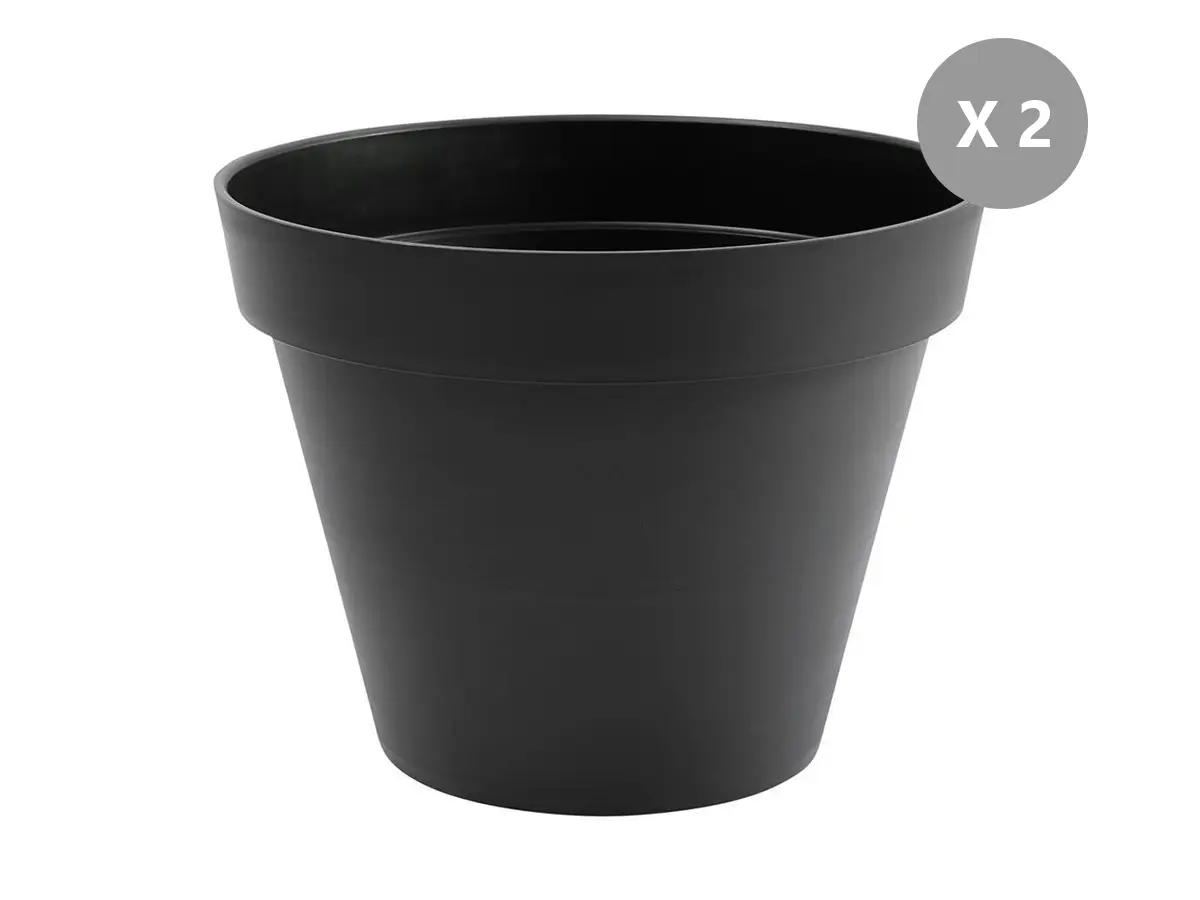 Lot de 2 Pots de fleur rond Toscane Ø 80 x H.66 cm Anthracite – Eda
