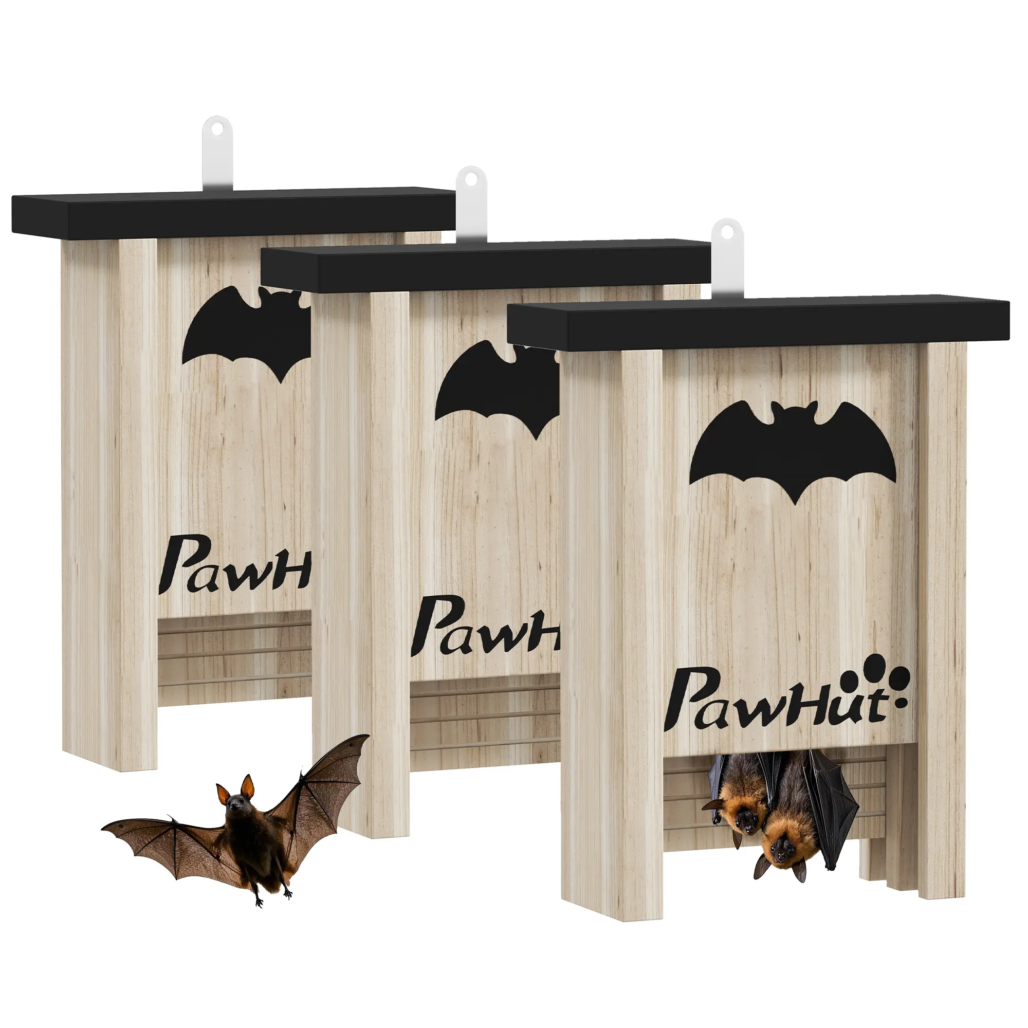 Lot de 3 Nichoirs à Chauves-souris en Bois de Sapin pour Jardin et Potager Contrôle Naturel des Insectes – ComfortXL Outdoor Living