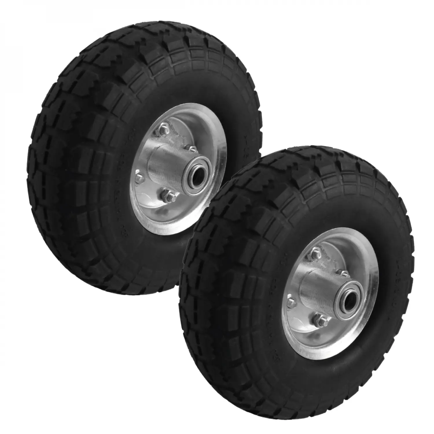 Lot de 2 roues increvables pour chariot 25 x 8 cm – Axe 16 mm – Linxor