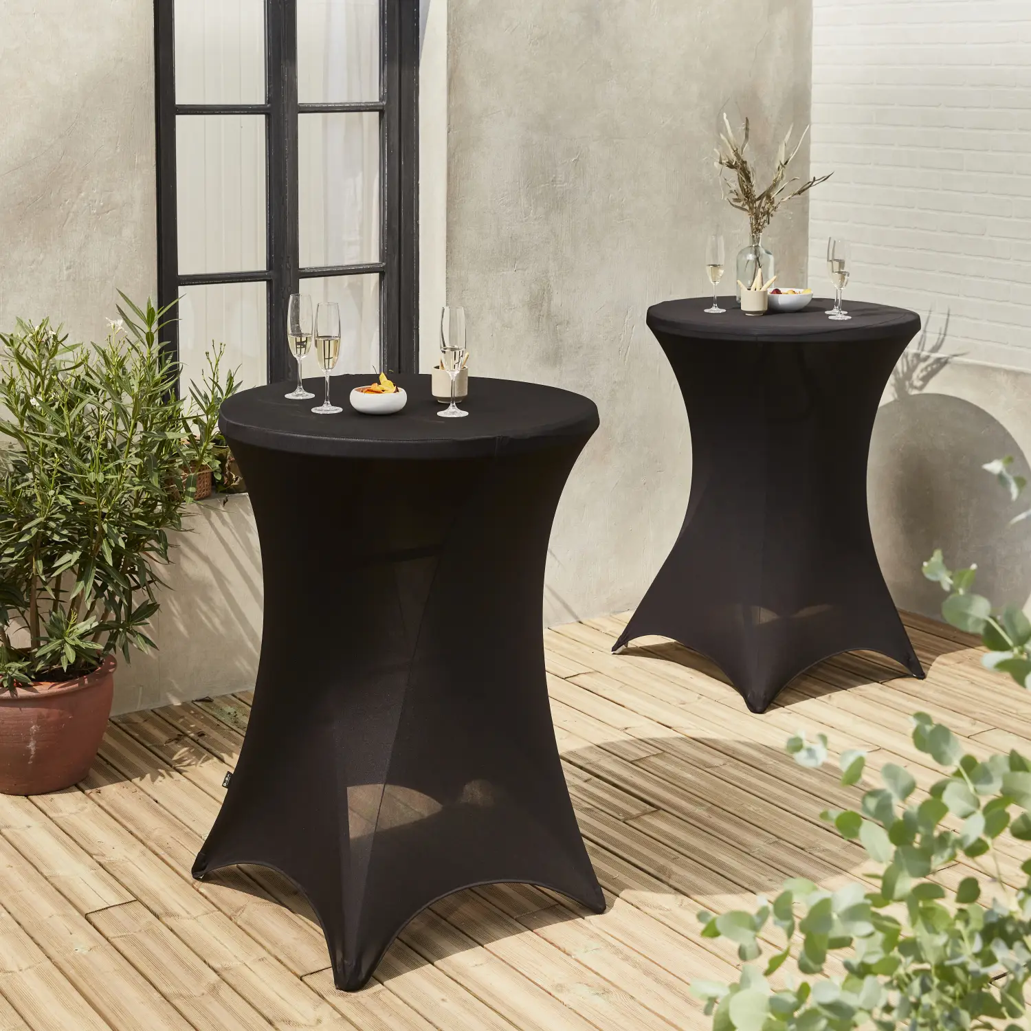 Lot de 2 housses – GALA – Housses pour mange-debout Ø80cm. polyester. noir | sweeek