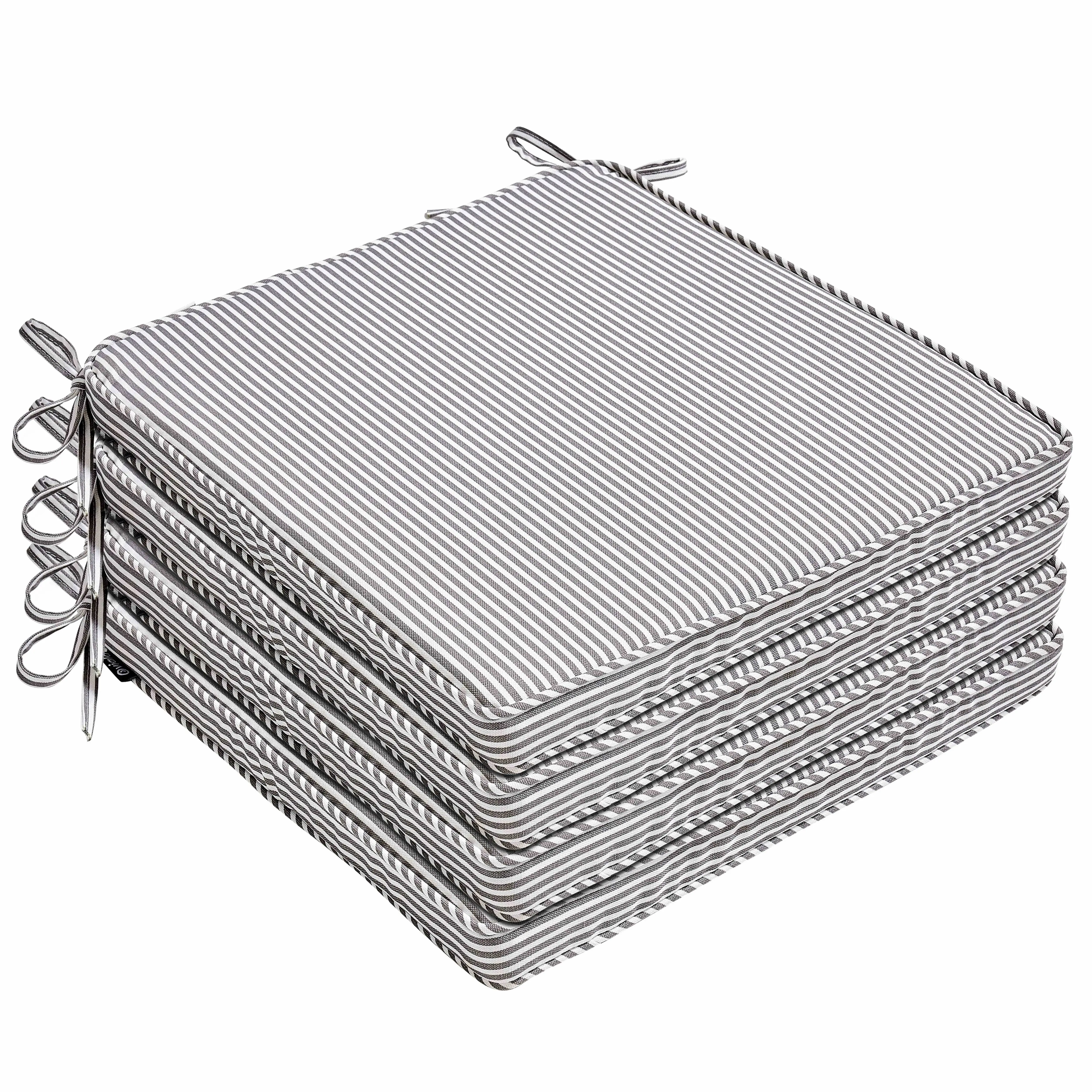 Lot de 4 galettes de chaise polyester linea gris 40x40x3 cm – Oviala