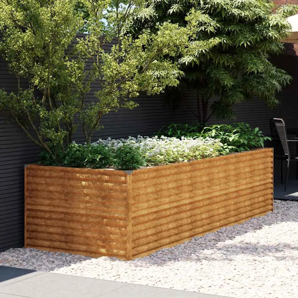Grand carré potager en acier Corten 290x100cm pour jardin potager – ComfortXL Outdoor Living