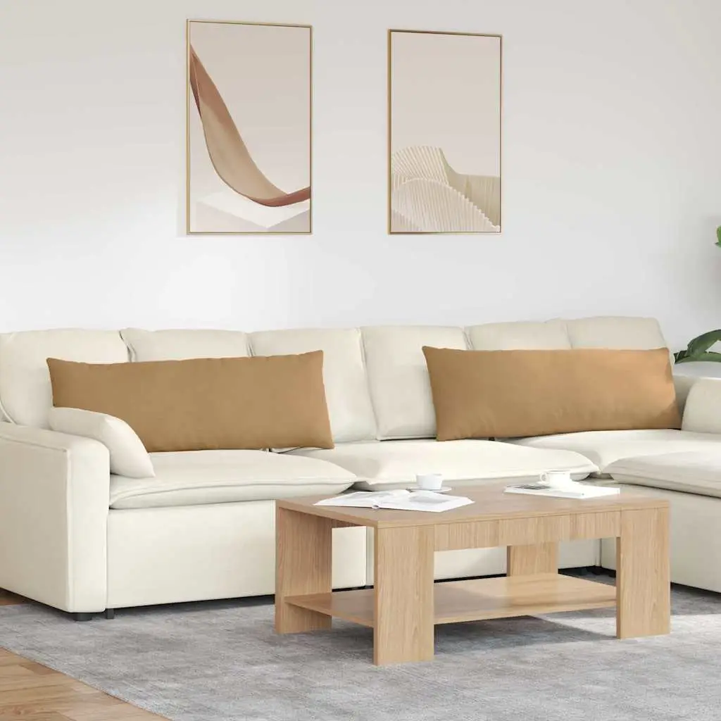 Lot de 2 Grands Coussins Velours Côtelé Déhoussable pour Décoration Salon Marron 120×40 cm – ComfortXL Outdoor Living