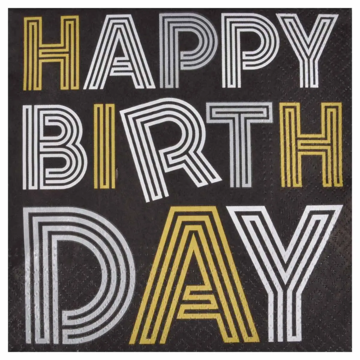 Lot de 20 Serviettes en Papier «Birthday» 33x33cm Noir