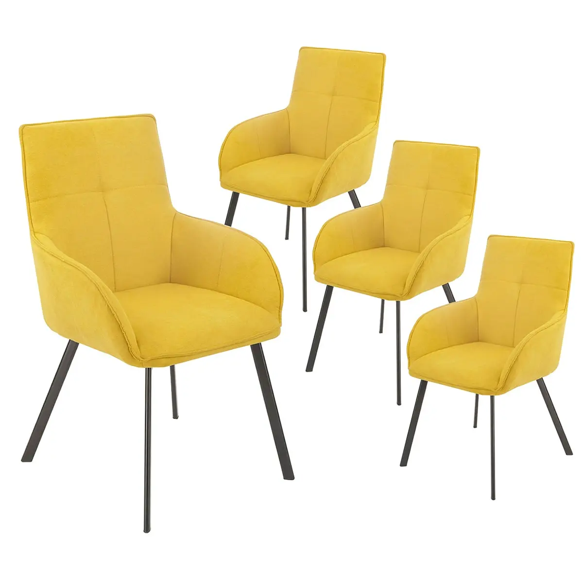 Lot de 4 Fauteuils Jaunes Piètement Gris Mat – CATILA