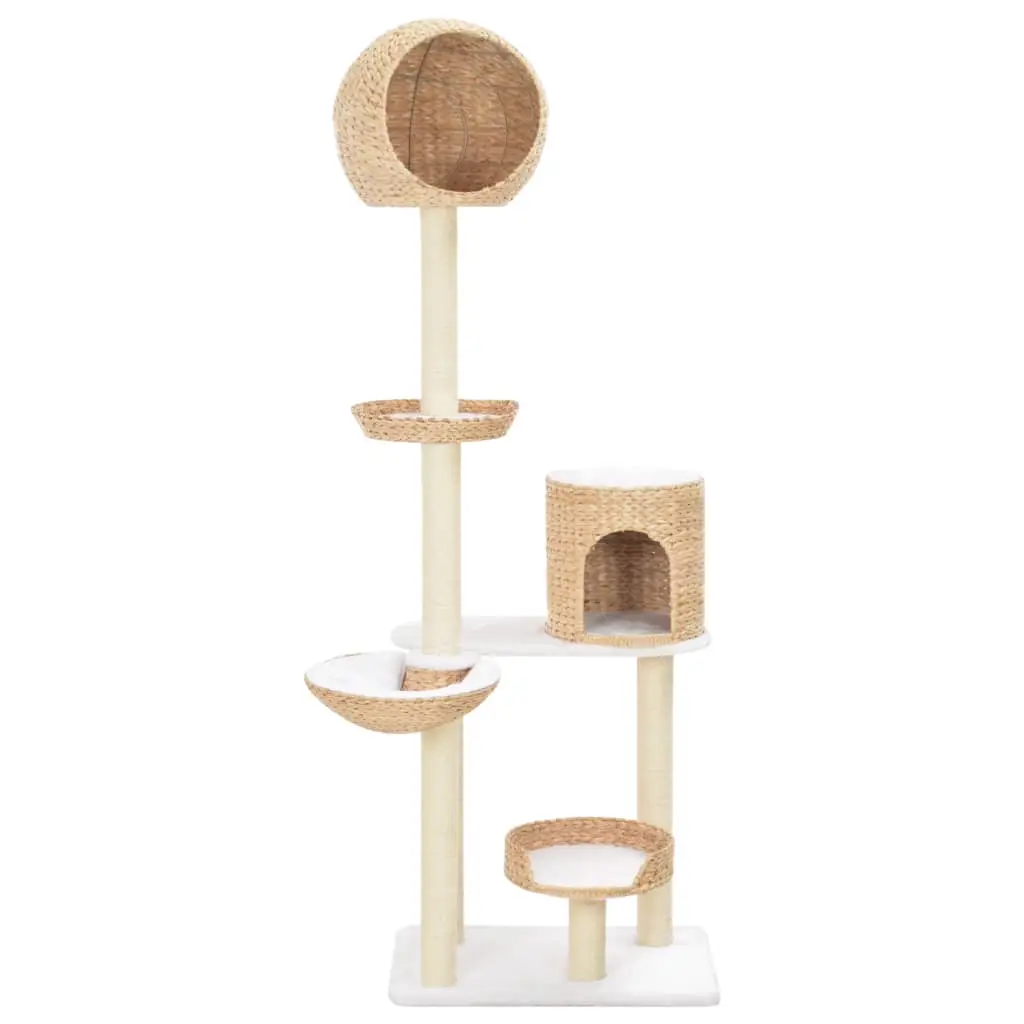 Grand arbre à chat 180 cm en herbiers marins avec niche et 4 paniers – ComfortXL Pet Living