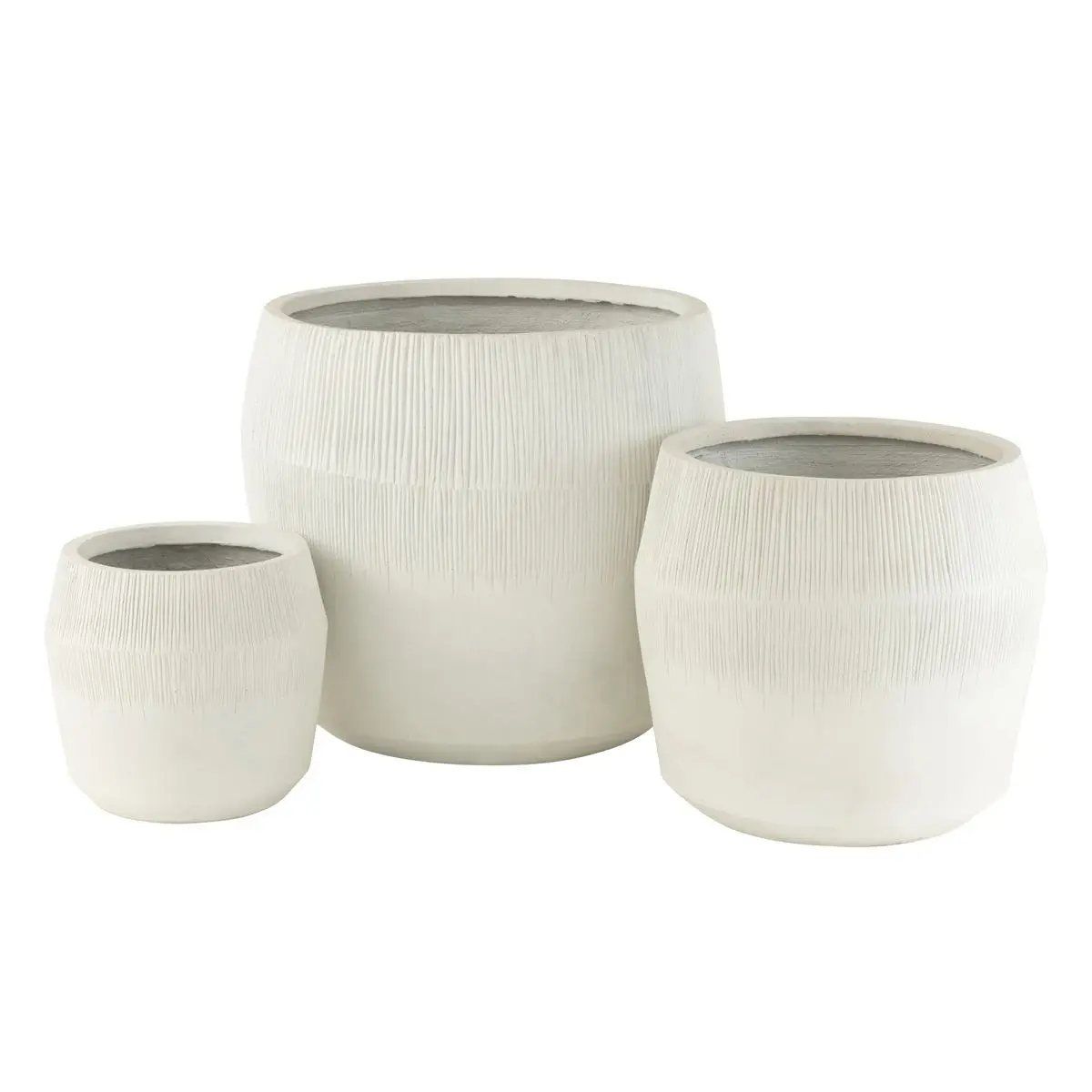 Lot de 3 Cache-Pots en Argile «Abel» 55cm Blanc