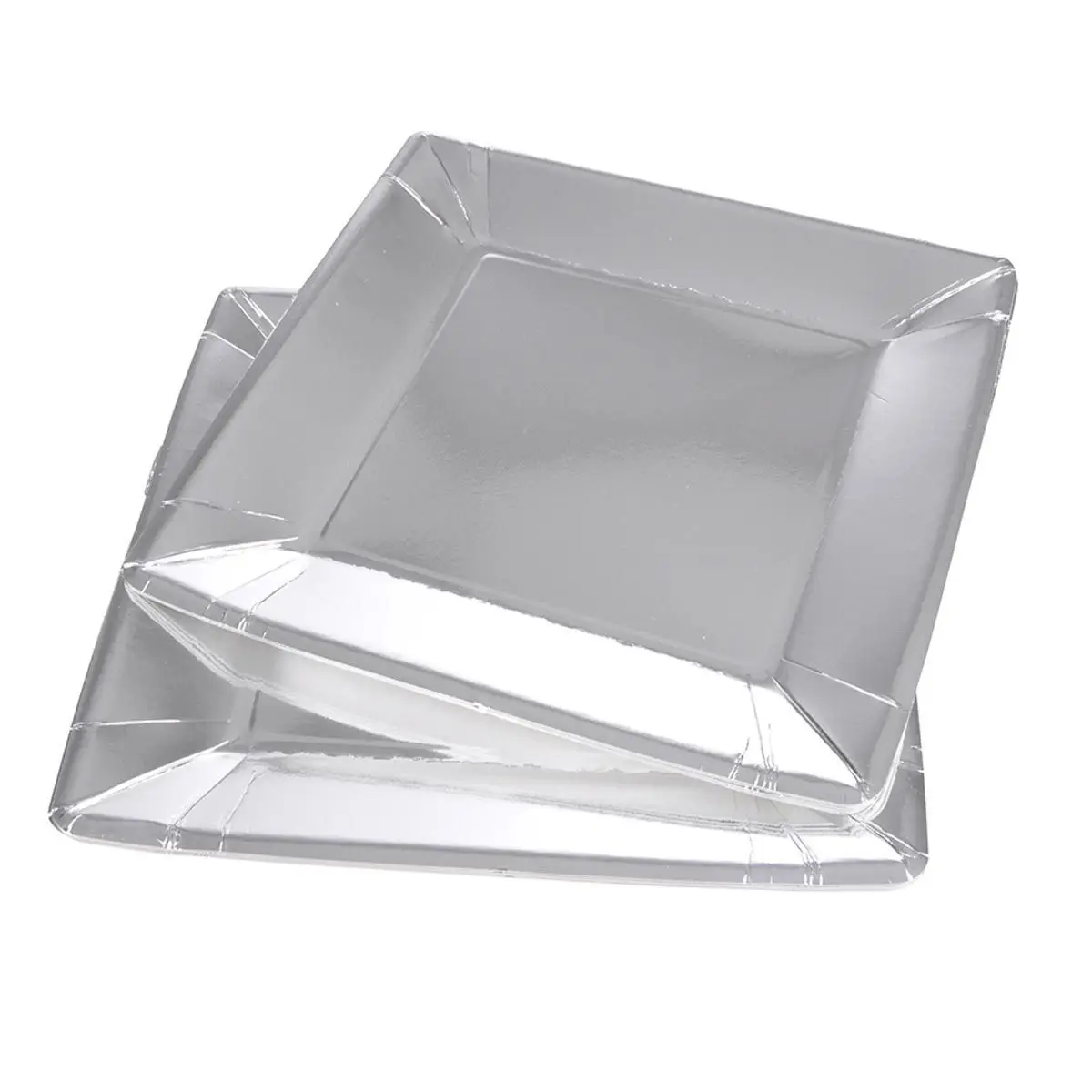 Lot de 20 Assiettes en Carton «Carrées» 23cm Argent