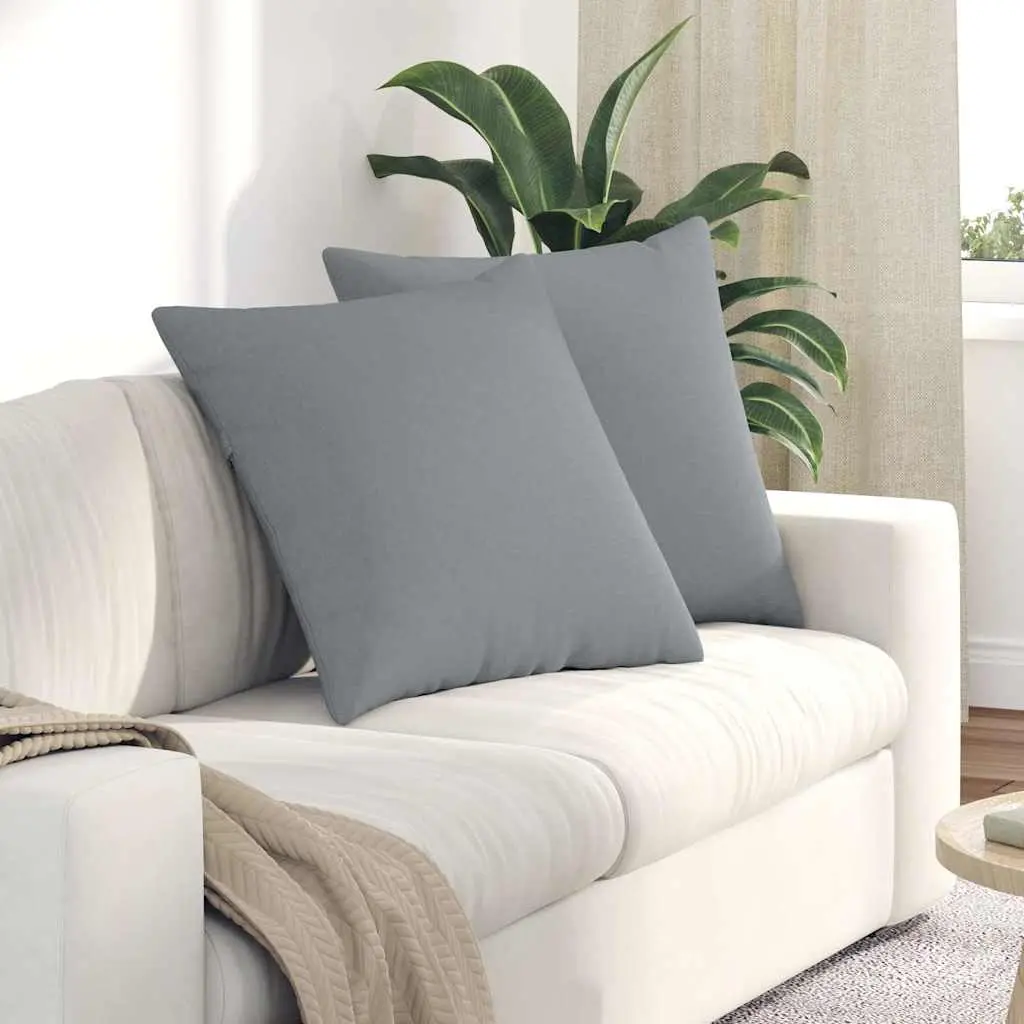 Lot de 2 Grands Coussins de Sol en Tissu Doux Déhoussables pour Salon Gris Clair 80×80 cm – ComfortXL Outdoor Living