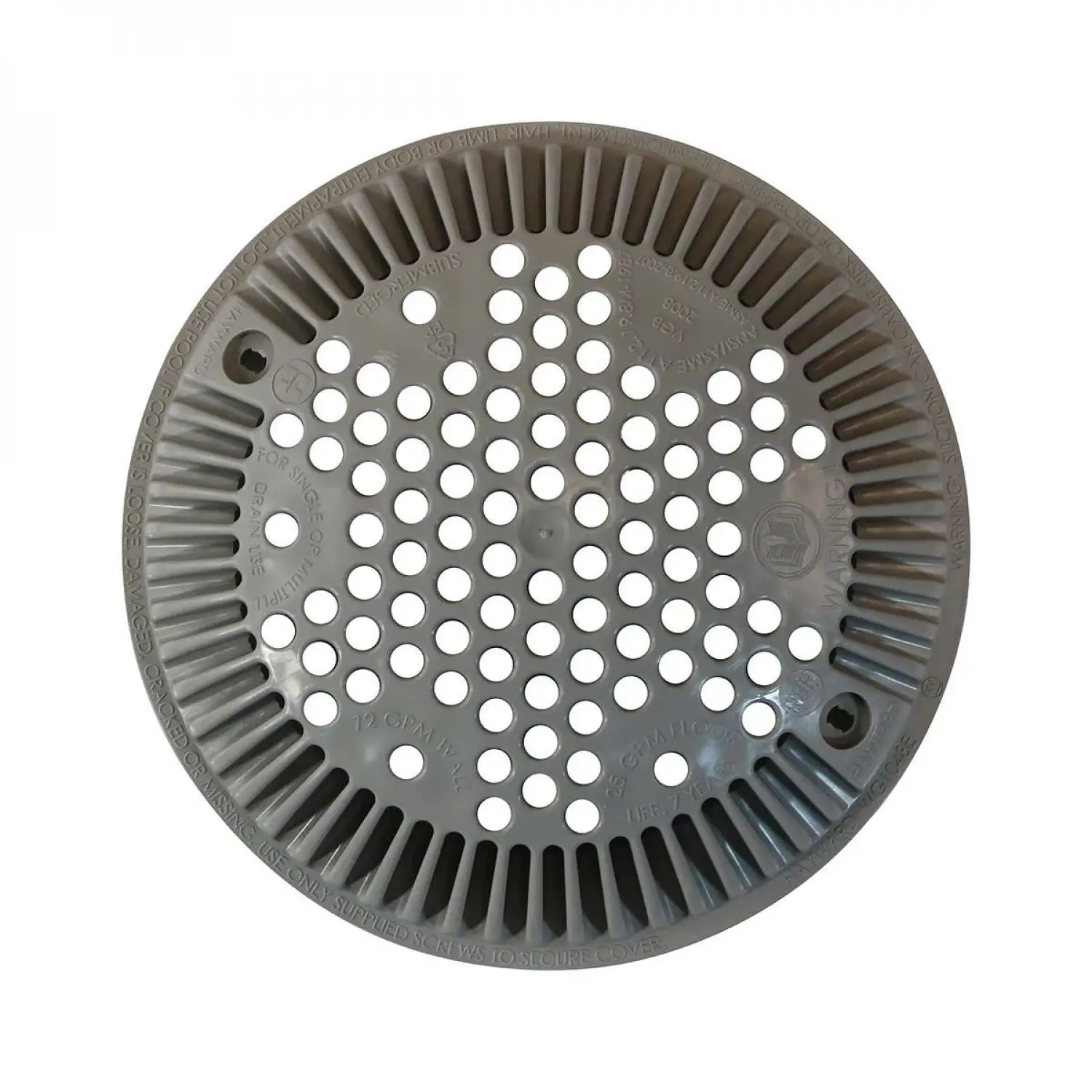 Grille bonde de fond anti vortex de piscine