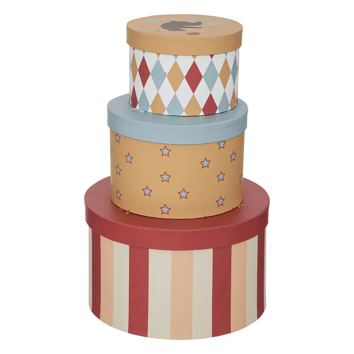 Lot de 3 Boîtes de Rangement «Cirque» 25cm Multicolore