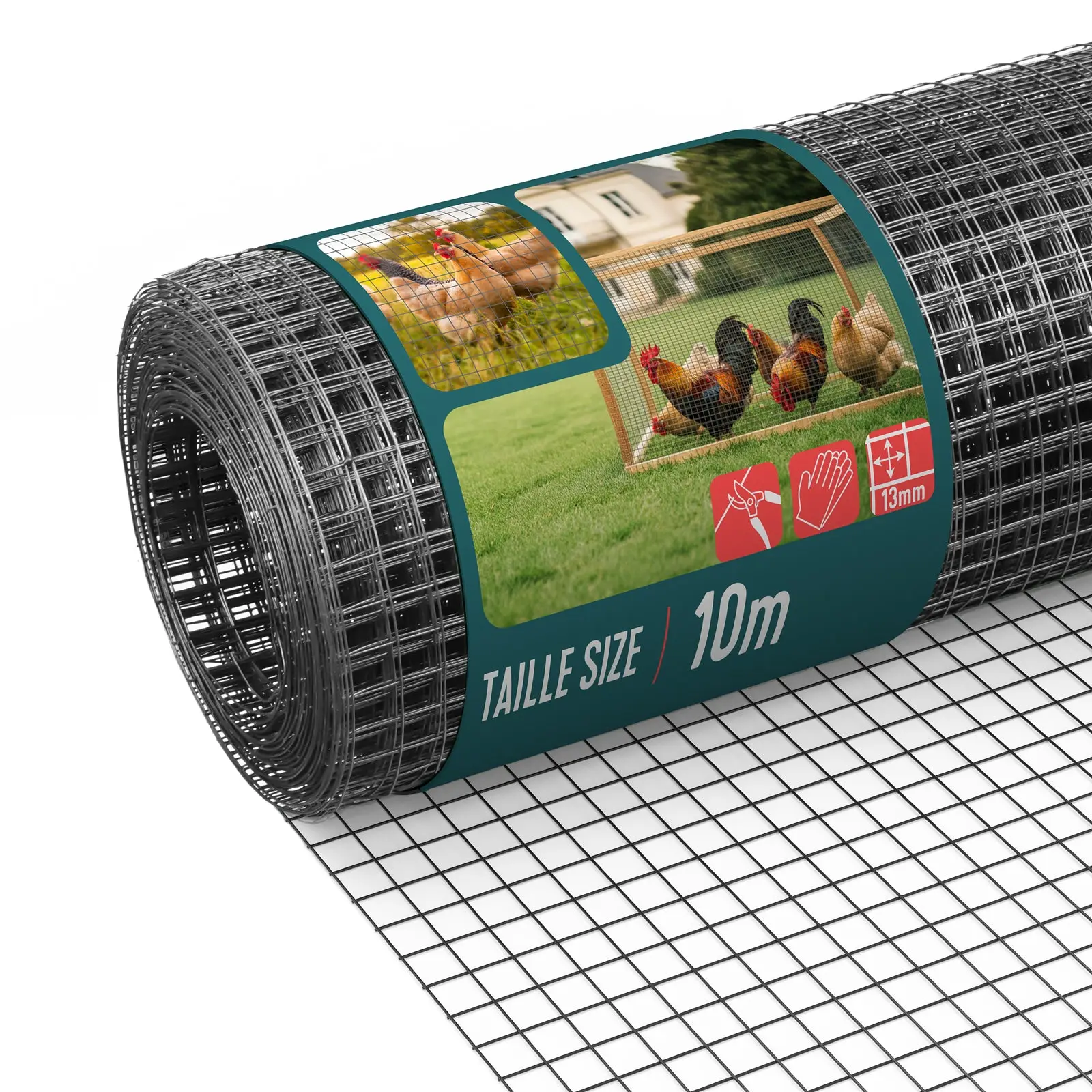 Grillage soudé plastifié PVC rouleau 0.5x10m gris