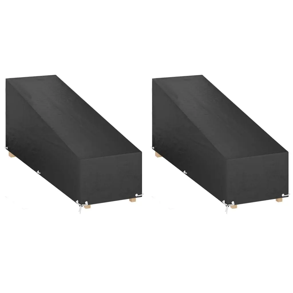 Lot de 2 Housses de Protection Bain de Soleil PE Durable Imperméable Anti-UV Noir 200x65x35/60 cm – ComfortXL Outdoor Living