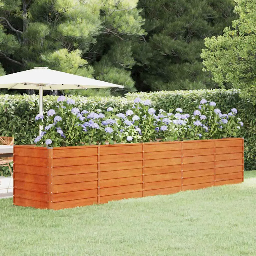 Grande jardinière haute acier Corten pour potager facile 400x80x77cm – ComfortXL Outdoor Living