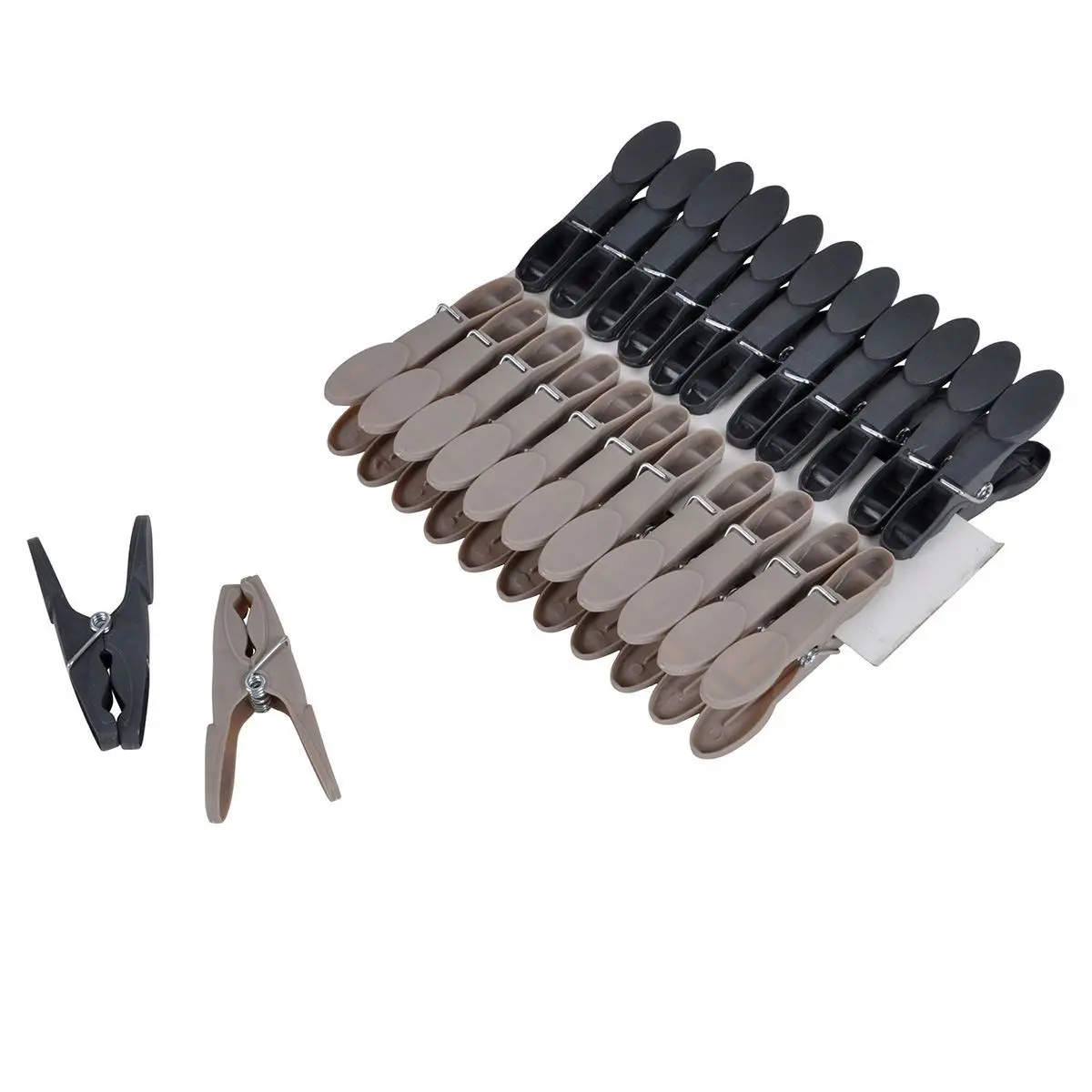 Lot de 24 Pinces à Linge «Rondes» 8cm Anthracite & Taupe
