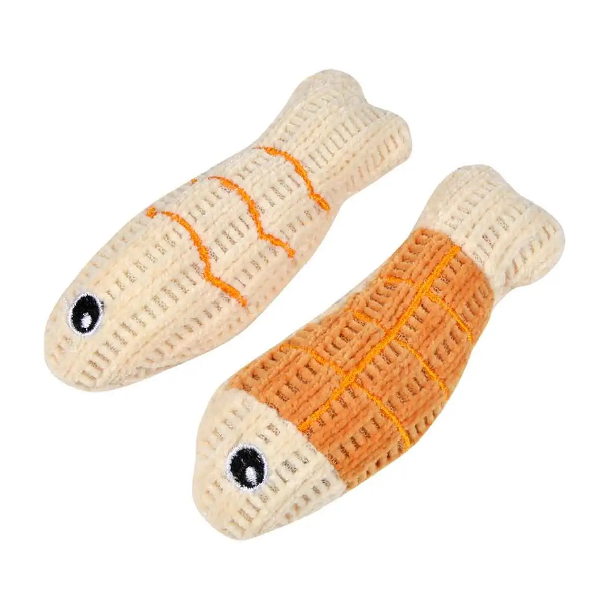 Lot de 2 Jouets Poisson pour Chat «Boho Cat» 12cm Moutarde