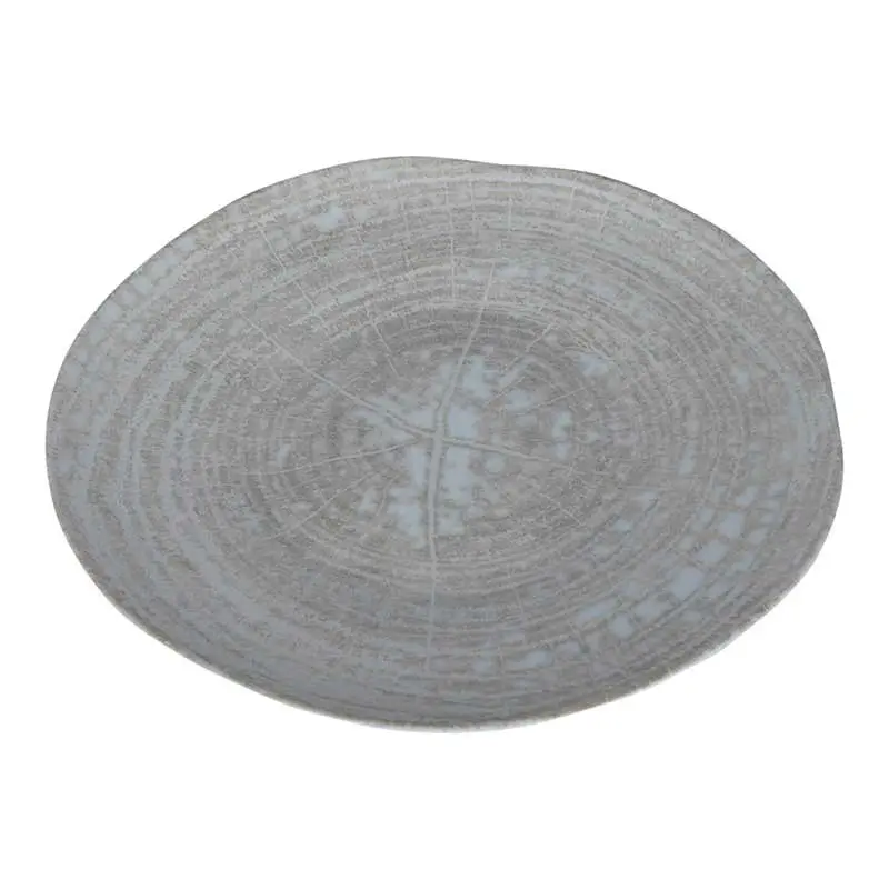 Assiette en Porcelaine Crème Motif Tranche d’Arbre 28cm