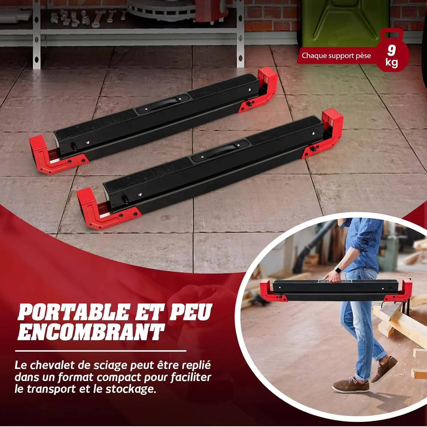 Lot de 2 Tréteaux Métalliques Robuste Stable