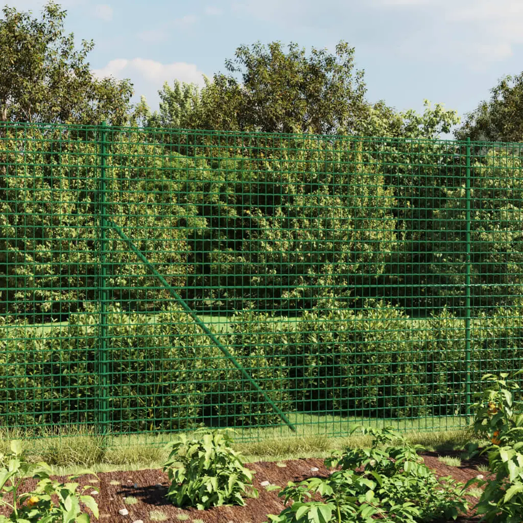 Grillage Jardin Acier Galvanisé Sur Platines Sol Dur Kit Complet 0,8x25m Vert