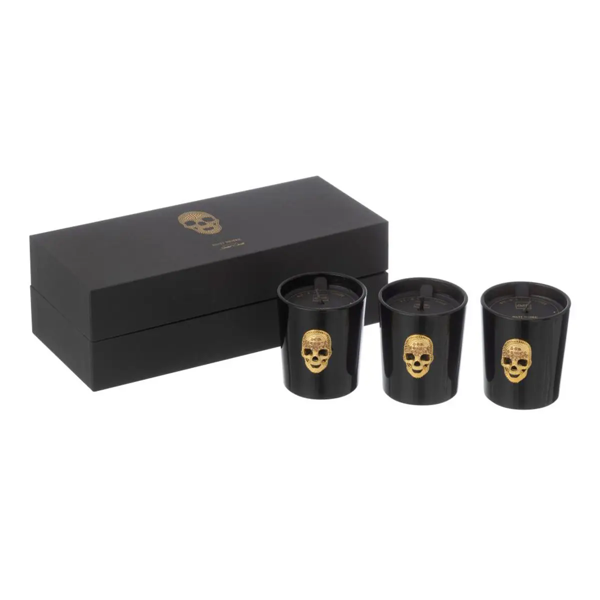 Lot de 3 Bougies Parfumées «Crane Nuit» 21cm Mysterious Palace