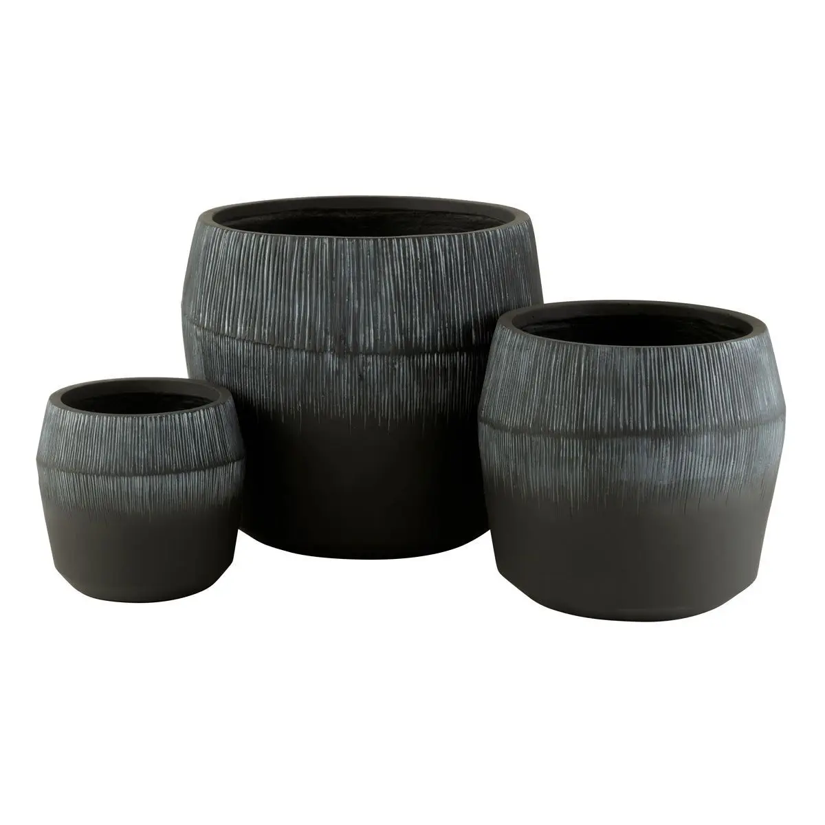 Lot de 3 Cache-Pots en Argile «Abel» 55cm Noir