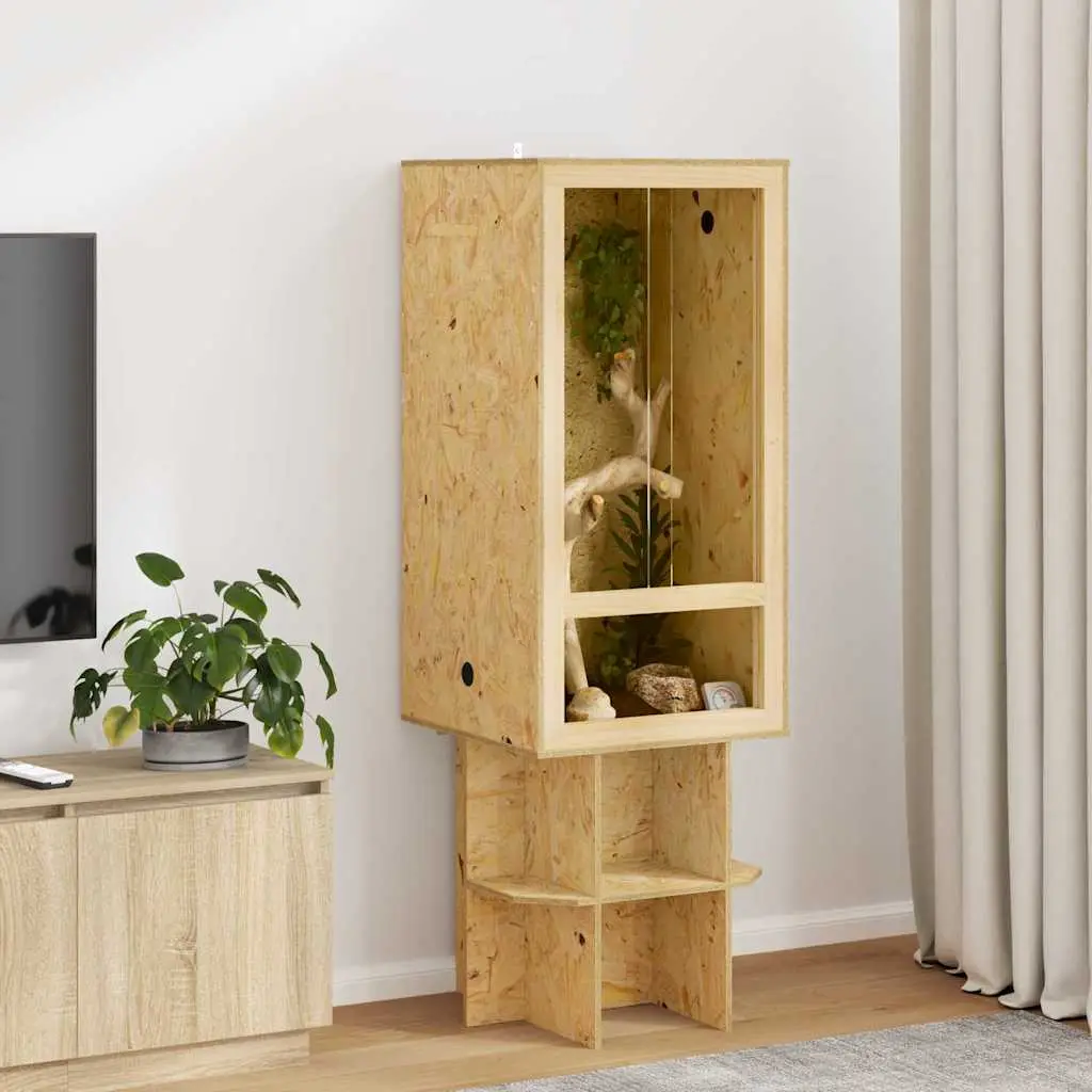 Grand Terrarium Vertical Bois OSB Reptile Arboricole 50 x 50 x 100 cm Marron