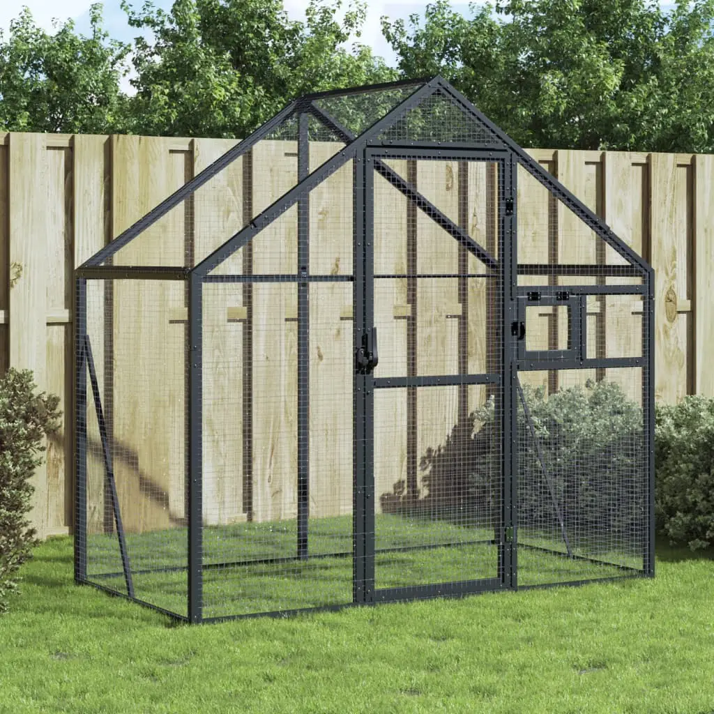 Grande Volière Aluminium Résistante Habitat Jardin Anthracite 179x100cm