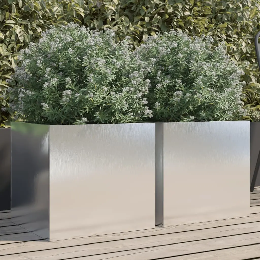 Lot de 2 Jardiniere plastique Herwig Argenté 42 X 40 X 39 cm – Prolenta Premium