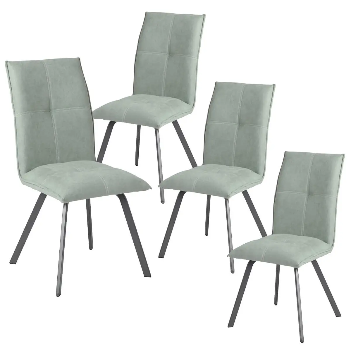 Lot de 4 Chaises Tissu Coloris Vert d’Eau – BISPO