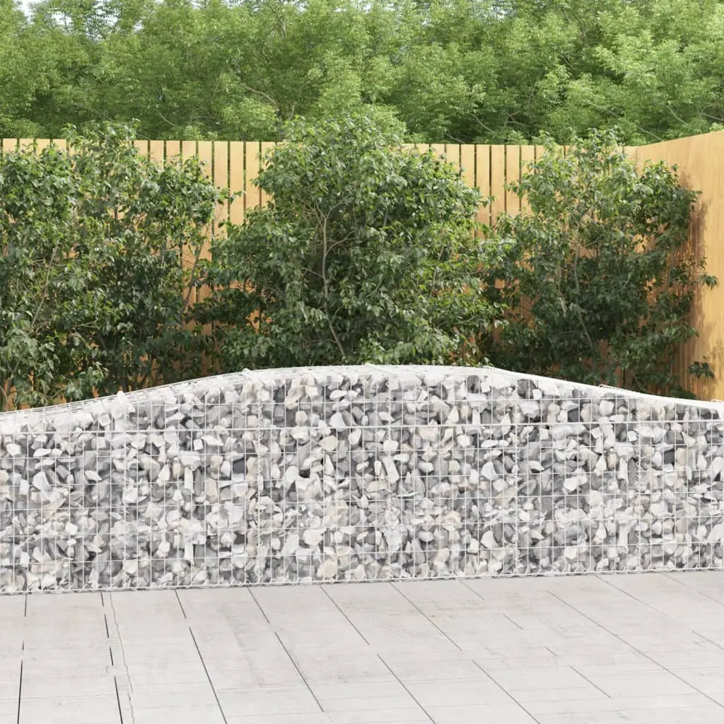 Lot de 4 Cages à Gabion Arquées Fer Galvanisé Mur Jardin 400x50x60/80 cm – ComfortXL Outdoor Living