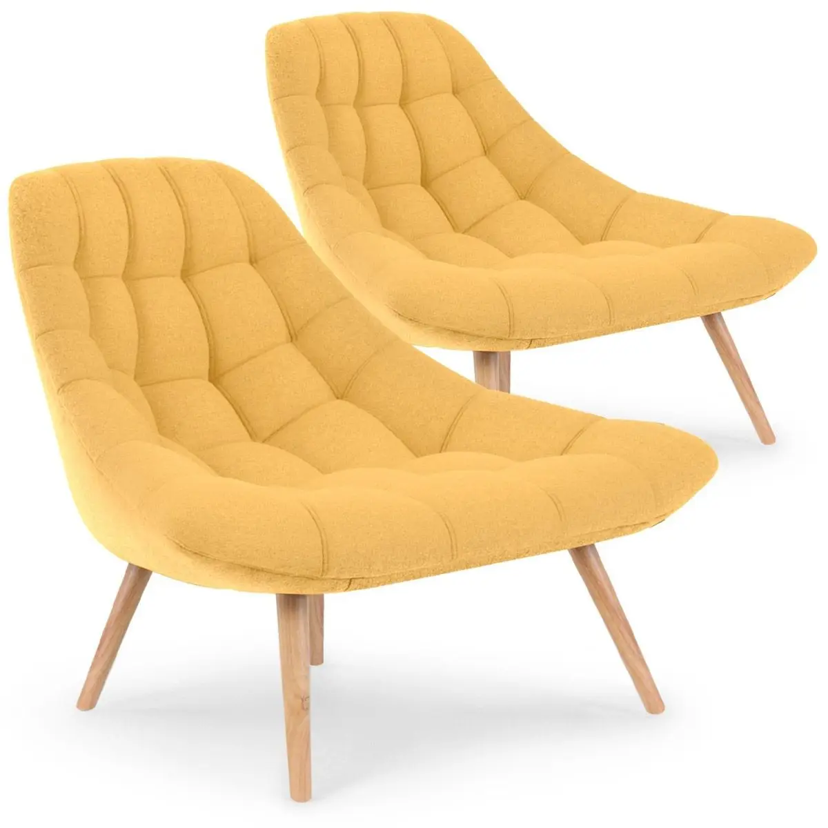 Lot de 2 Fauteuils Scandinaves «Johan» 86cm Jaune