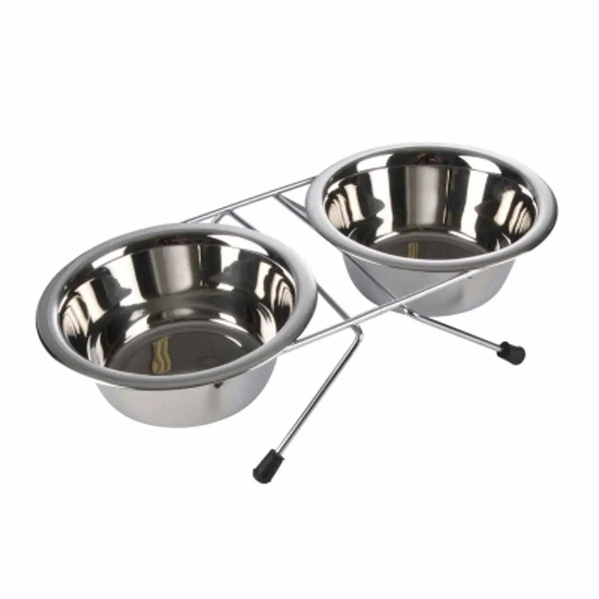 Lot de 2 Gamelles pour Chien & Chat «Inox» 21cm Argent