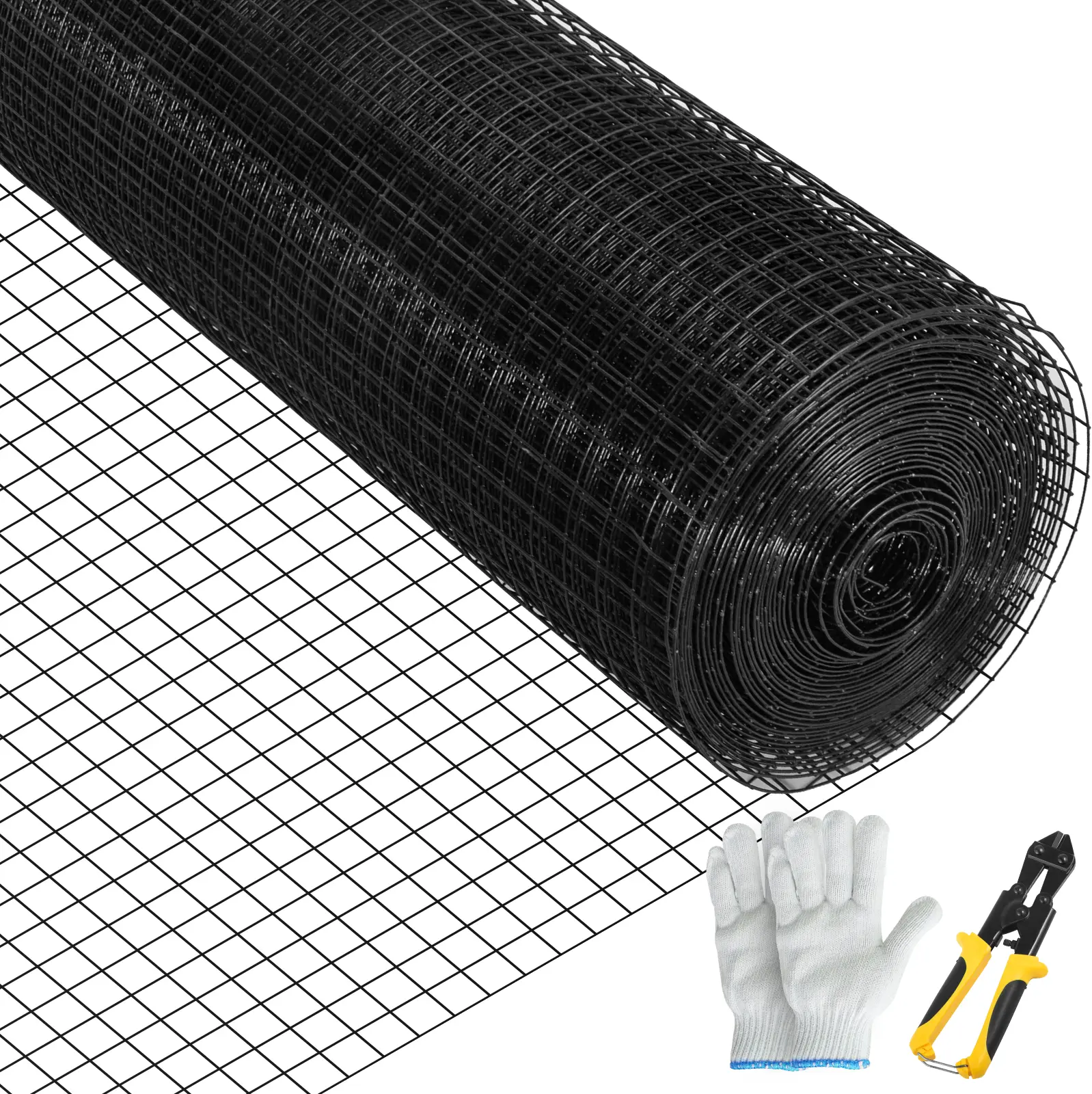 VEVOR Grillage métallique galvanisé 61x3048cm, maille 16. Avec pince et gants. Pour clôtures jardin.