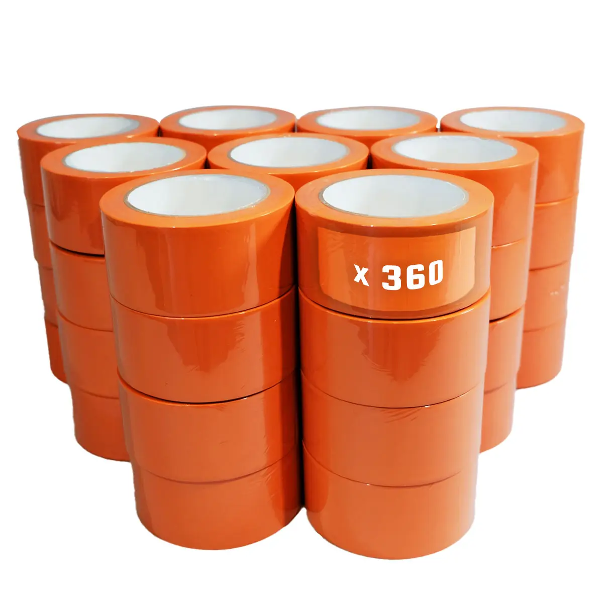 Lot de 360 Rubans adhésifs PVC orange bâtiment 50 mm x 33 m – Rouleau adhésif de chantier orange TECPLAST
