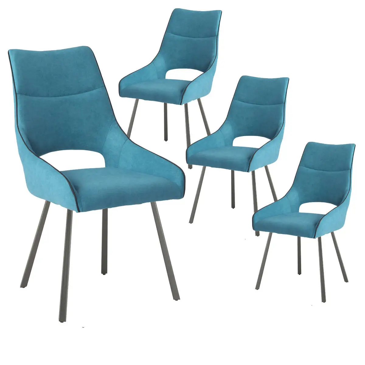 Lot de 4 Chaises Tissu Coloris Bleu – AMADO