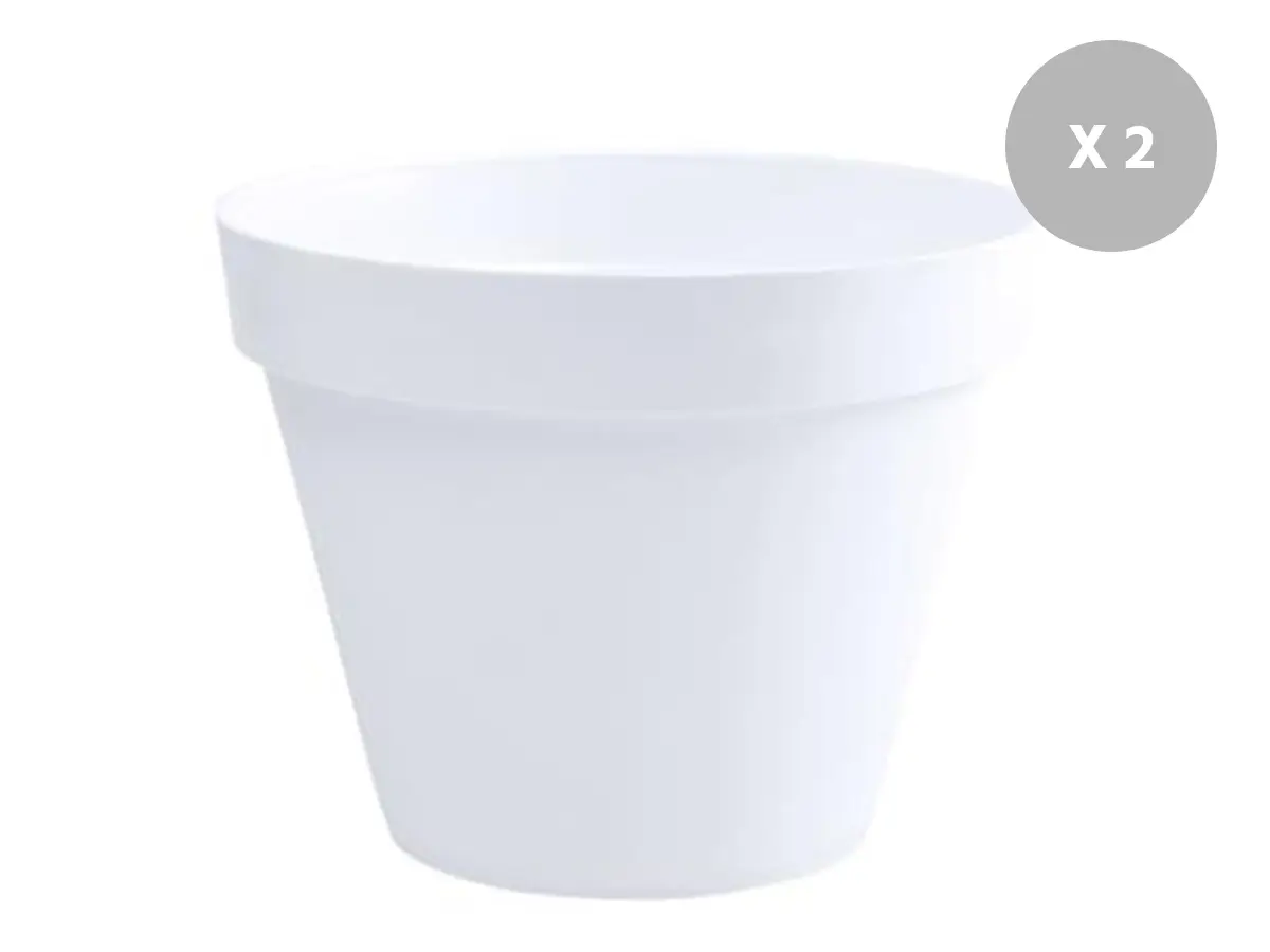 Lot de 2 Pots de fleur rond Toscane Ø 80 x H.66 cm Blanc – Eda