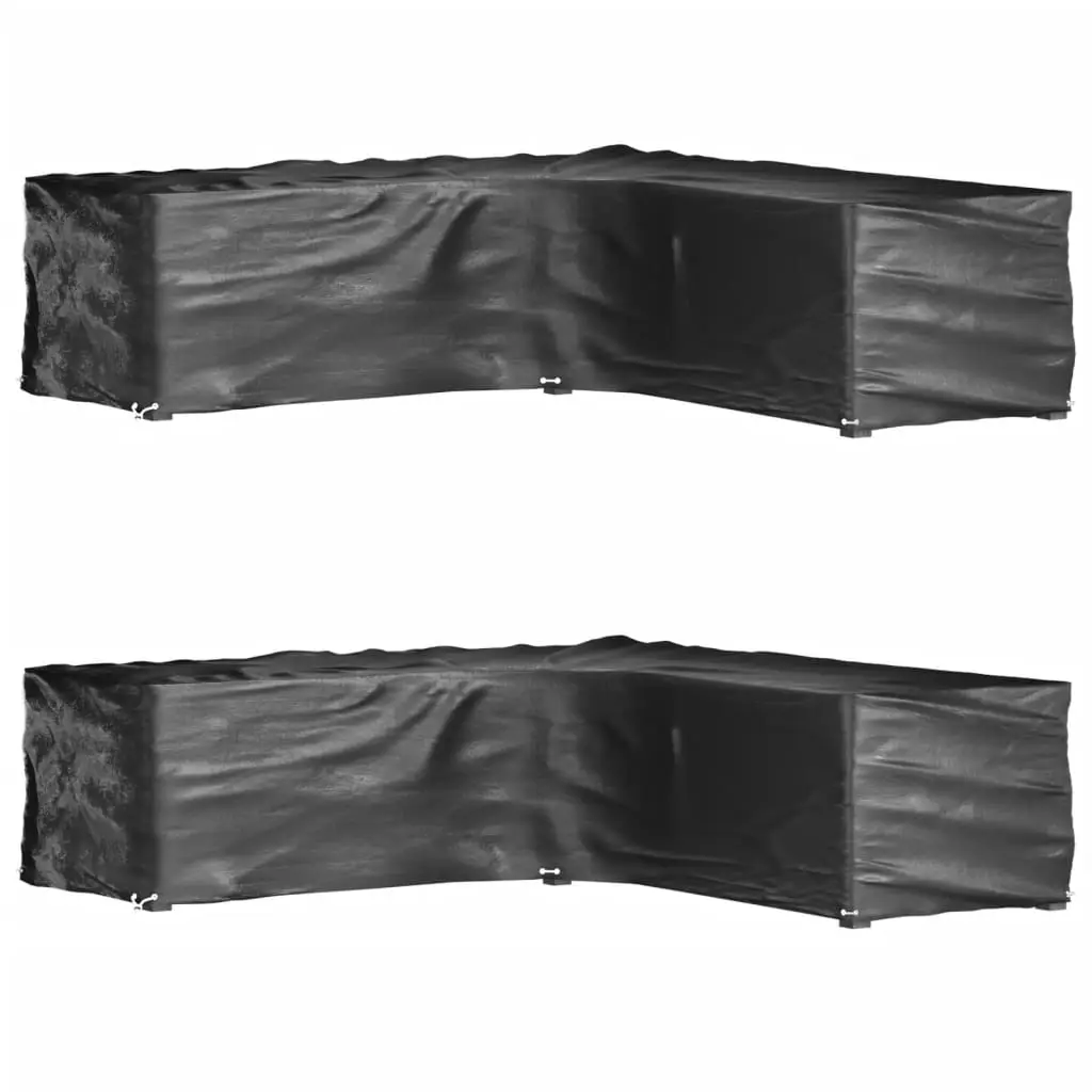 Lot de 2 Housses de Protection en L pour Salon de Terrasse PE Imperméable Anti-UV Noir 250x250x70 cm – ComfortXL Outdoor Living