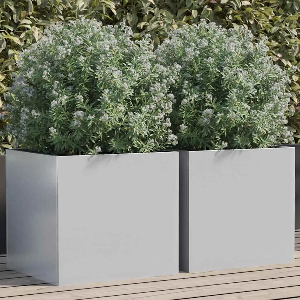 Lot de 2 Jardiniere plastique Herwig Argenté 42 X 40 X 39 cm – P95076A