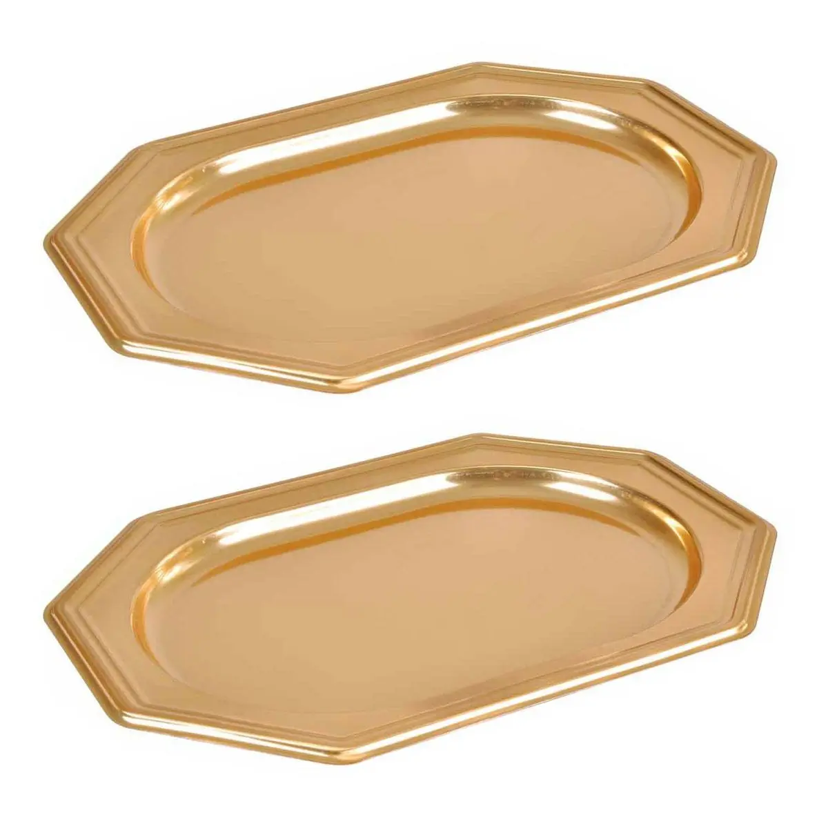 Lot de 2 Plateaux Déco «Octogonaux» 45cm Or